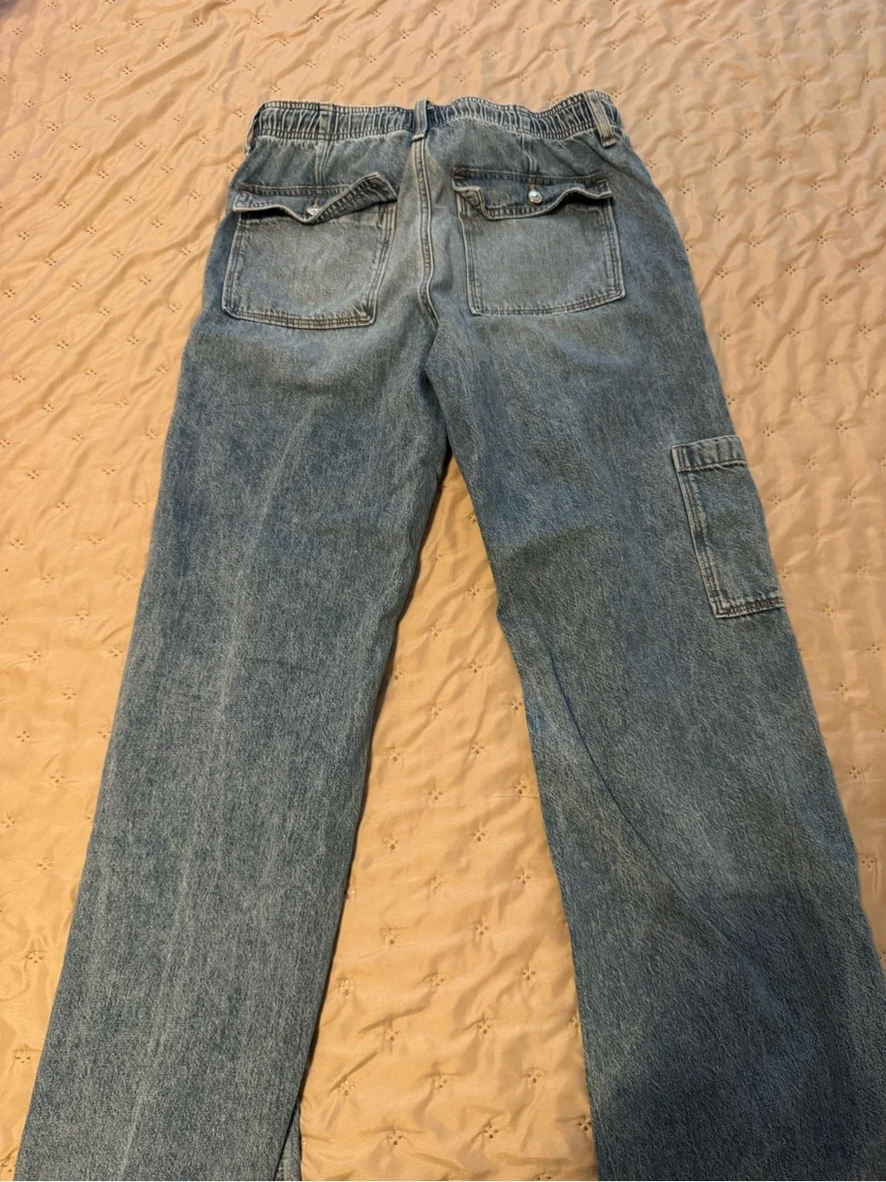 (LONG LENGTH SIZE 2) Denim Cargo Drawstring Jeans- AEO AE AMERICAN EAGLE